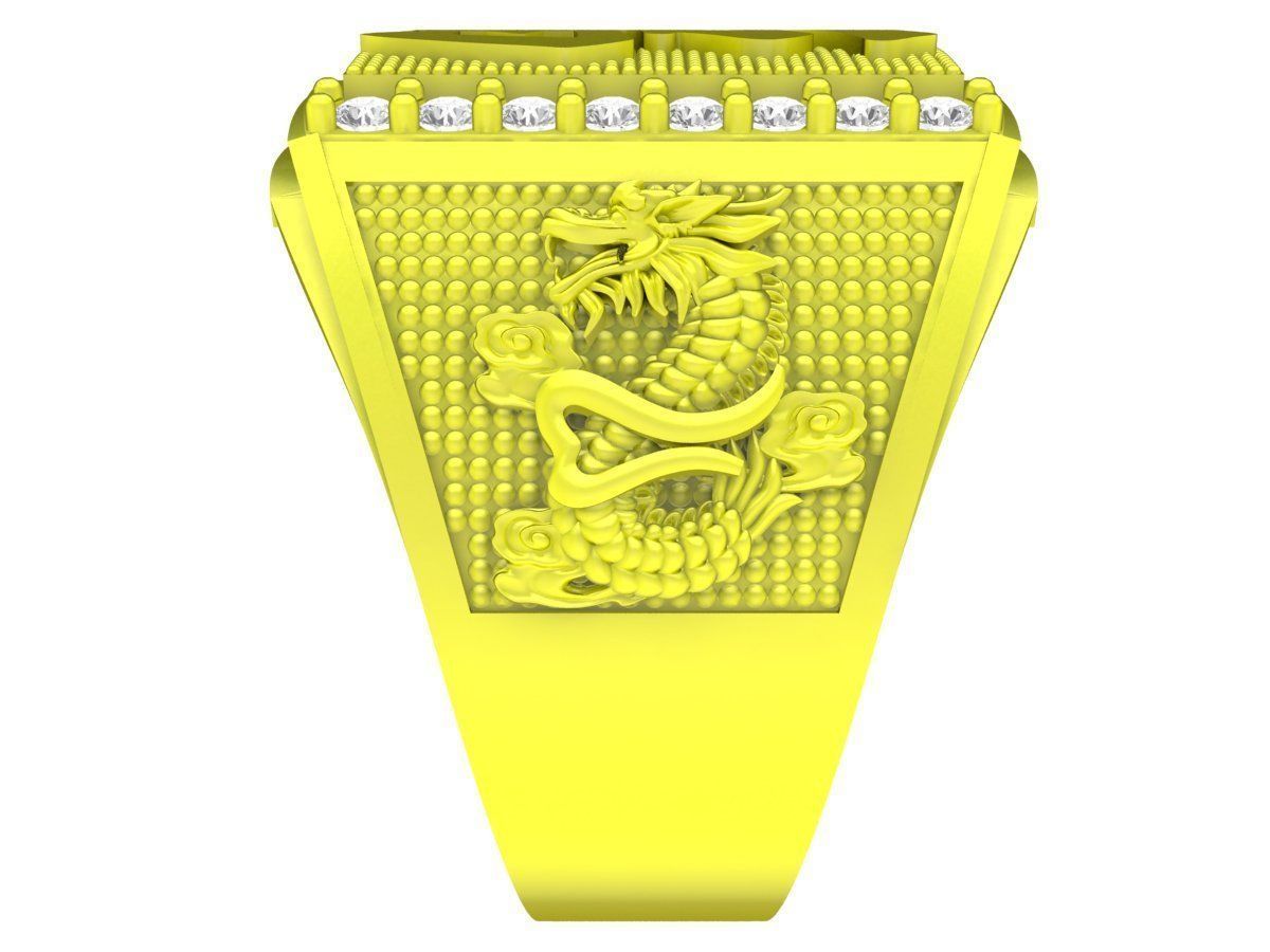 A4729 Chinese Letter Happy Dragon Men Ring 3D Model 3D print model_2