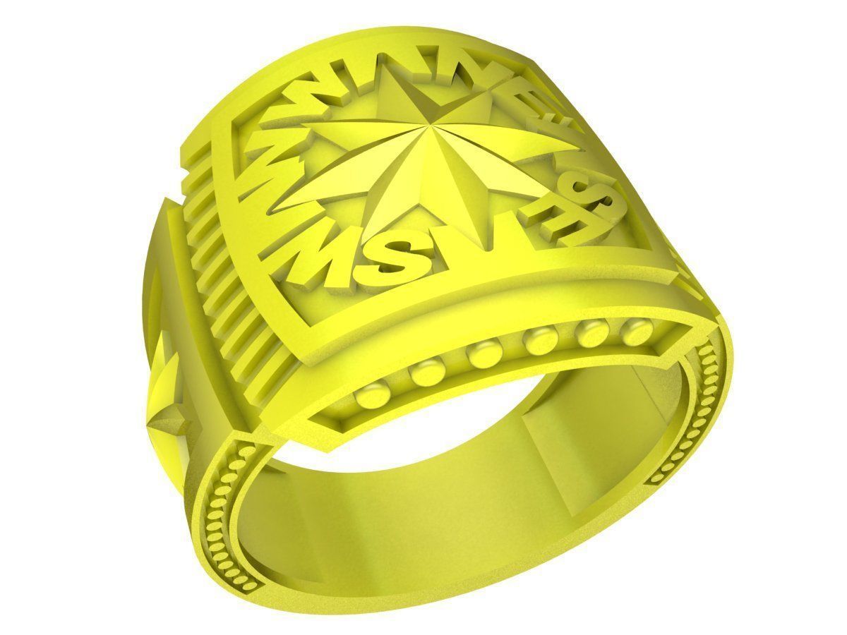 A4725 Compass Signet Ring 3D Model 3D print model_1