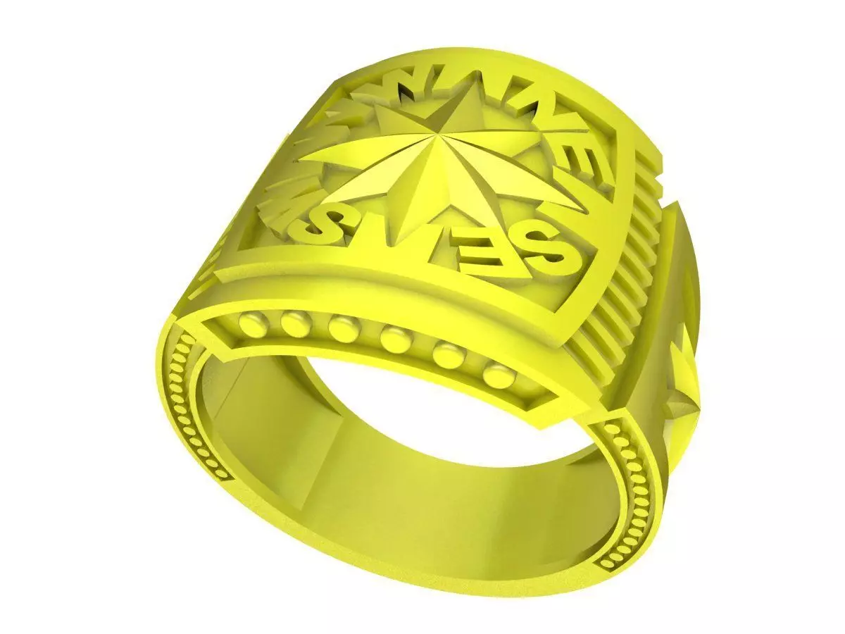 A4725 Compass Signet Ring 3D Model 3D print model_0