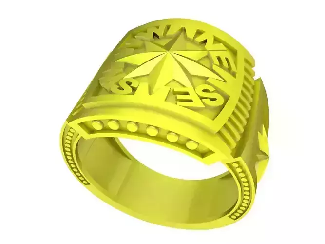 A4725 Compass Signet Ring 3D Model