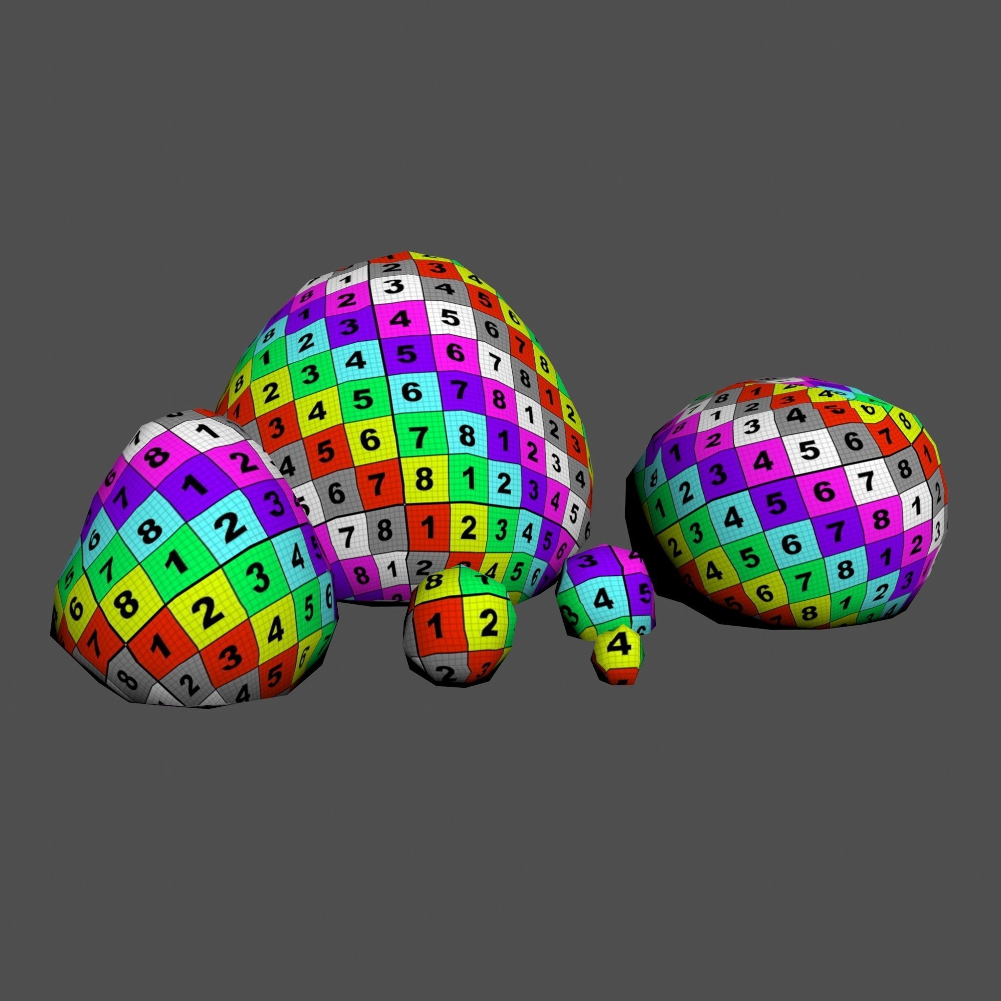 Six stylized rocks Low-poly 3D model_9