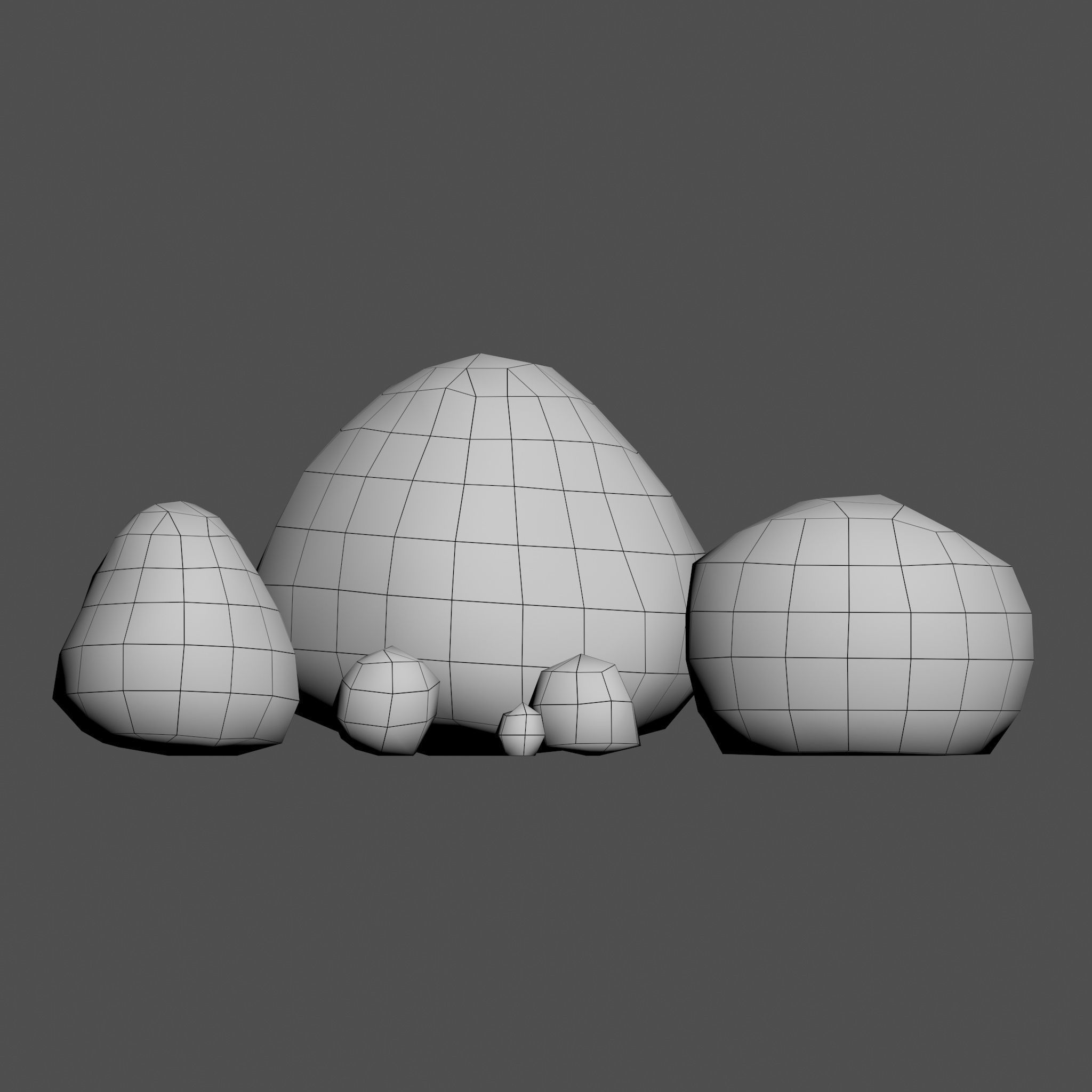 Six stylized rocks Low-poly 3D model_11