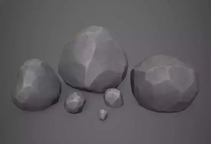 Six stylized rocks