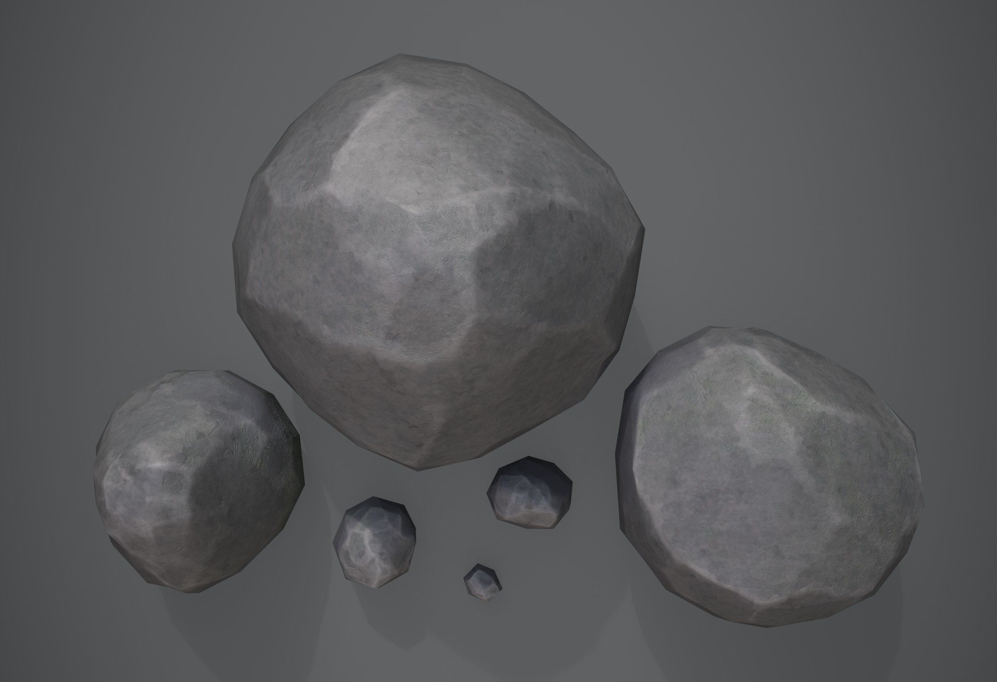 Six stylized rocks Low-poly 3D model_5
