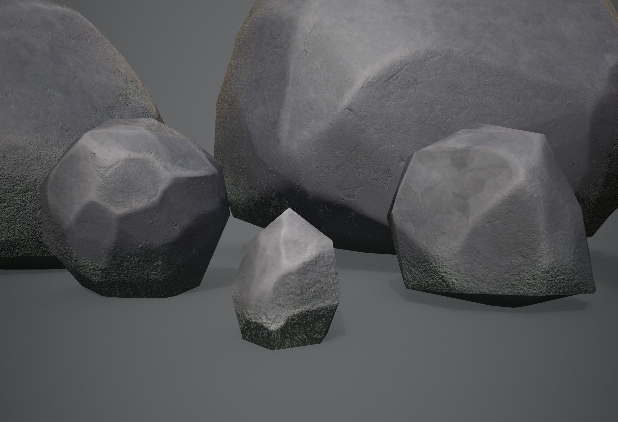 Six stylized rocks Low-poly 3D model_6