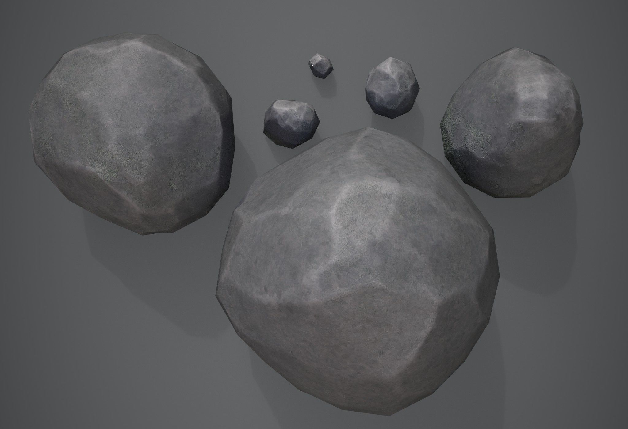 Six stylized rocks Low-poly 3D model_7