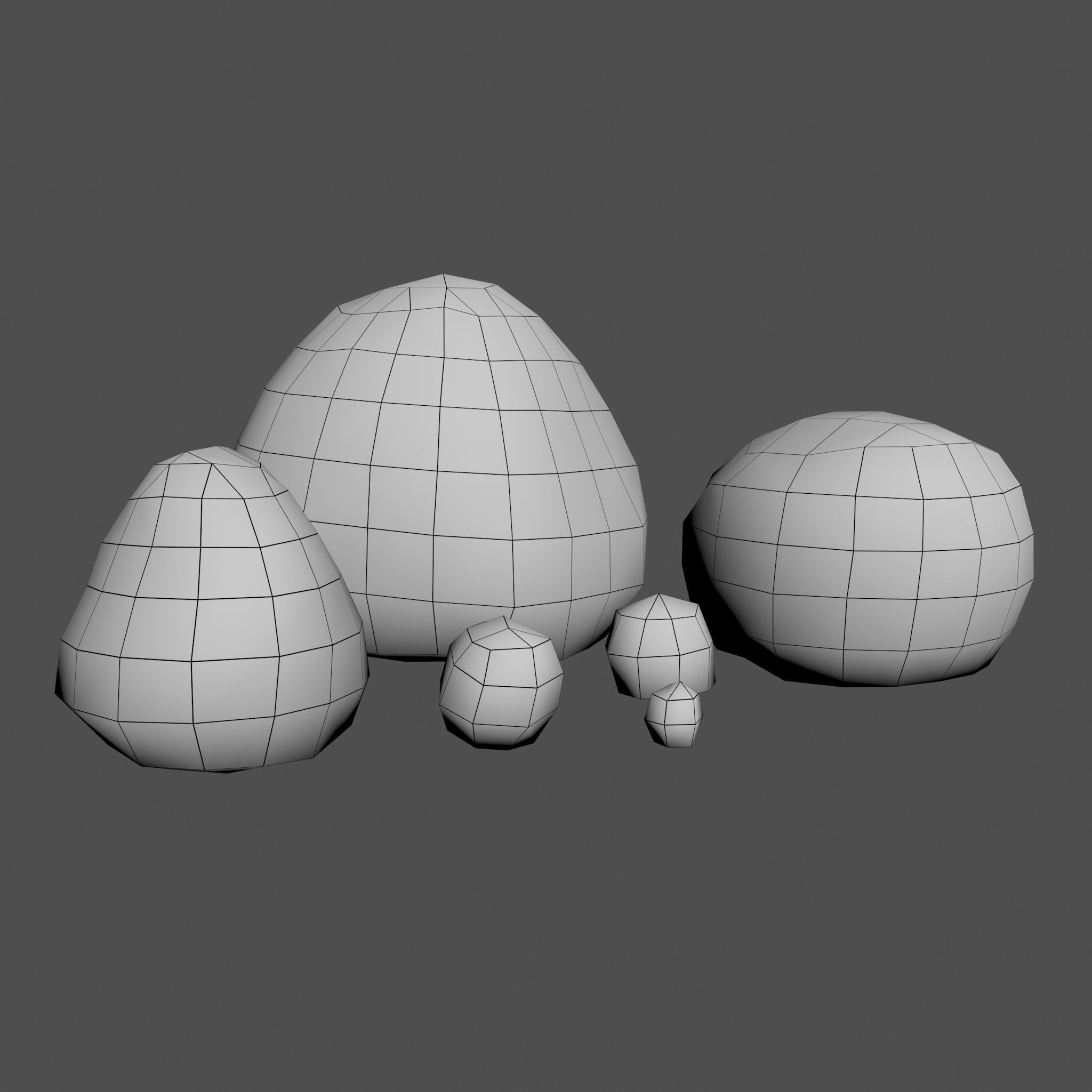 Six stylized rocks Low-poly 3D model_10