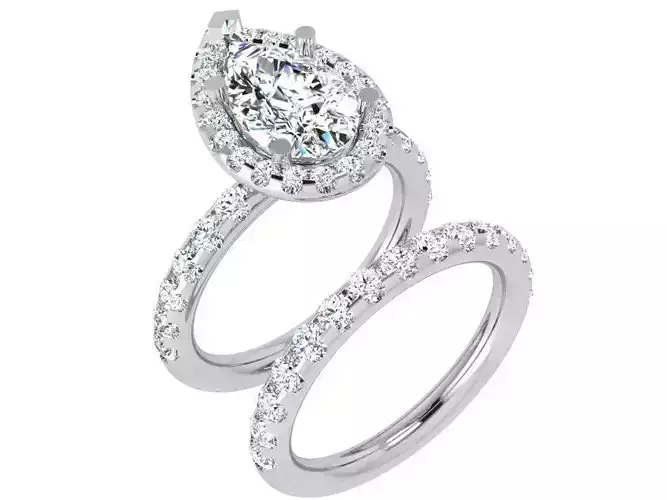 Pear Halo Ring With Band 3869