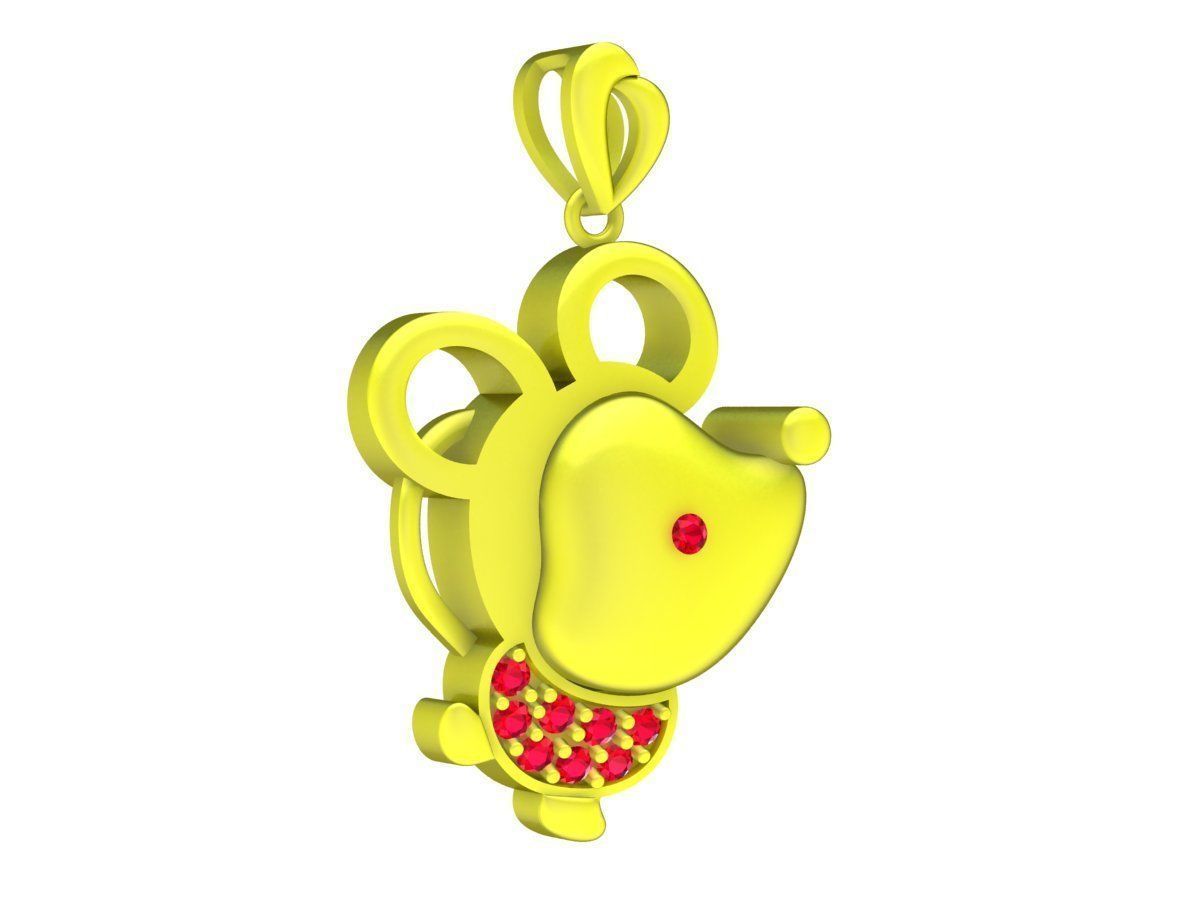 A4718 Pretty Diamond Mouse Pendant 3D Model 3D print model_4