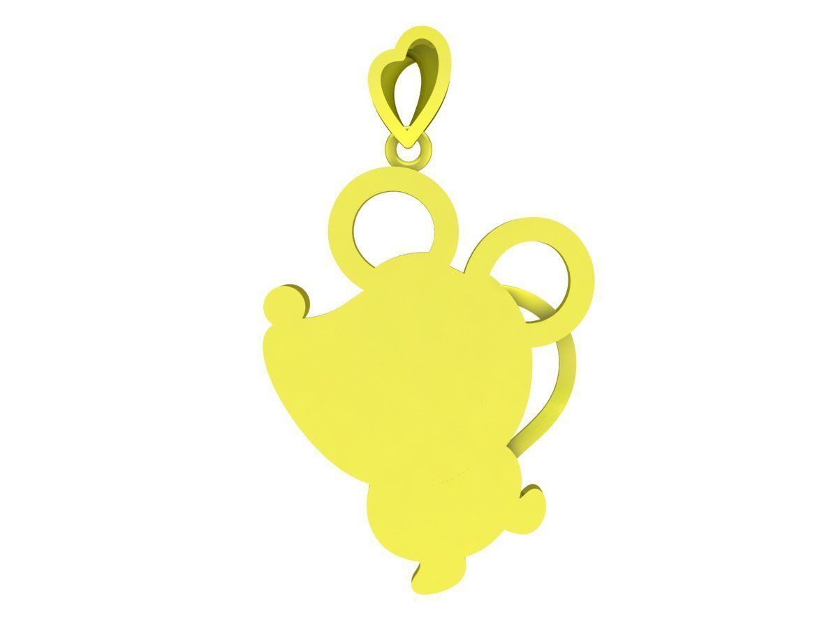 A4718 Pretty Diamond Mouse Pendant 3D Model 3D print model_3