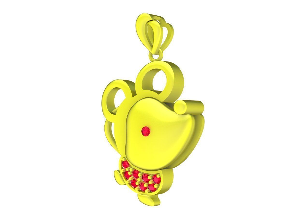 A4718 Pretty Diamond Mouse Pendant 3D Model 3D print model_1