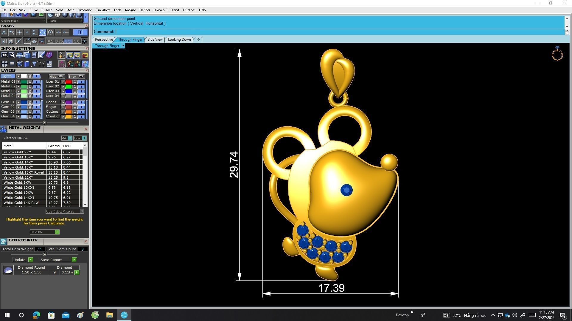 A4718 Pretty Diamond Mouse Pendant 3D Model 3D print model_6