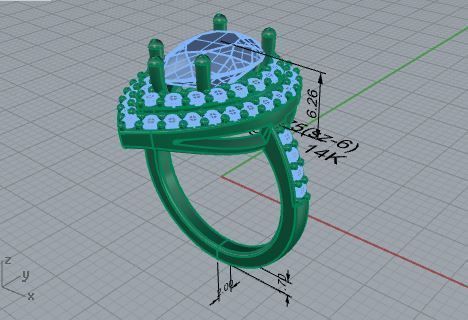 Pear Double Halo Ring 3875 3D print model_7