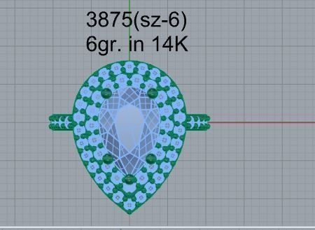 Pear Double Halo Ring 3875 3D print model_4