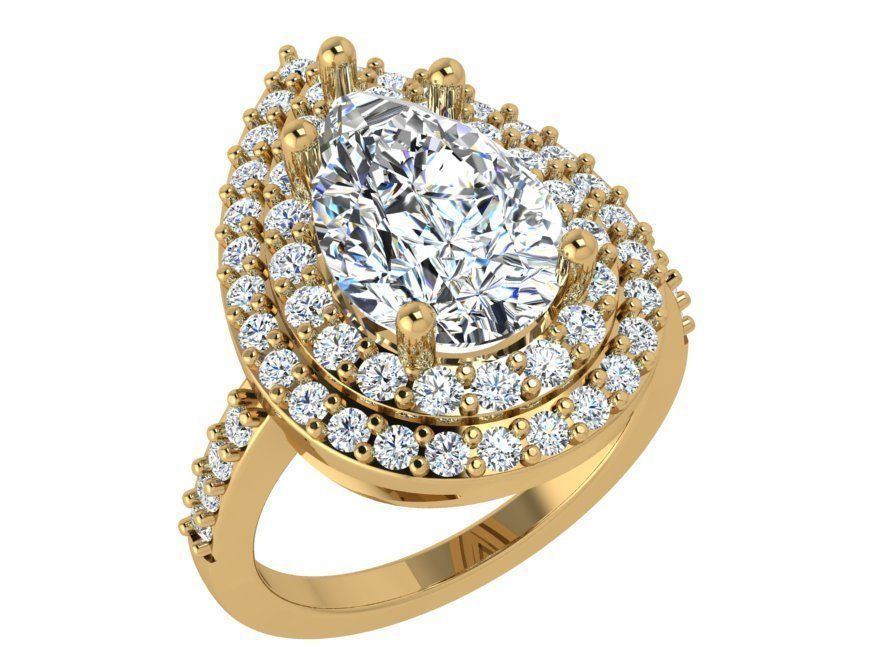 Pear Double Halo Ring 3875 3D print model_1
