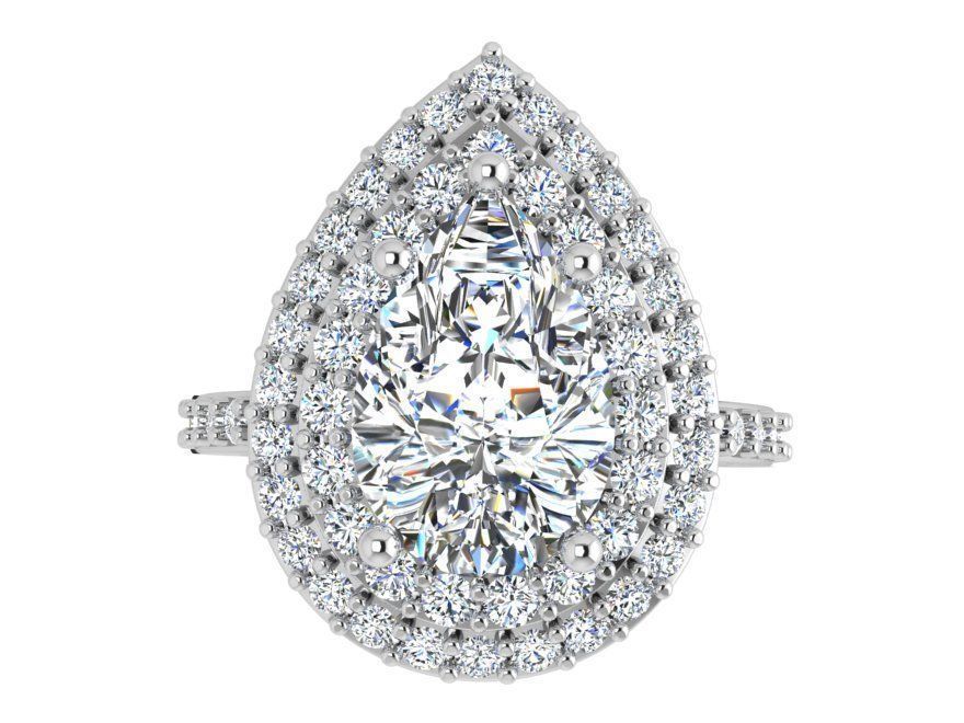 Pear Double Halo Ring 3875 3D print model_2