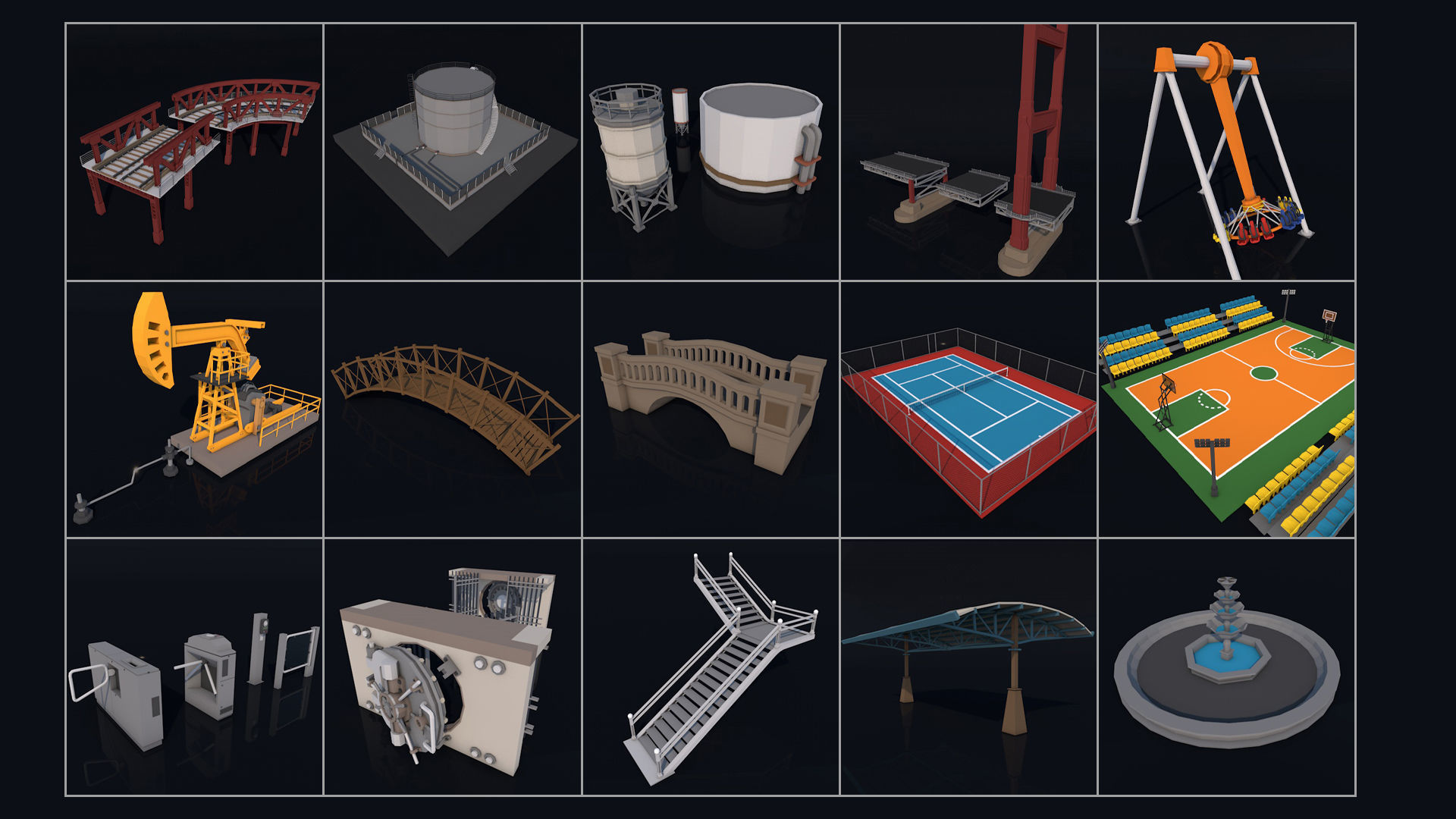 Low Poly City Mega Pack 2 Collection Low-poly 3D model_52