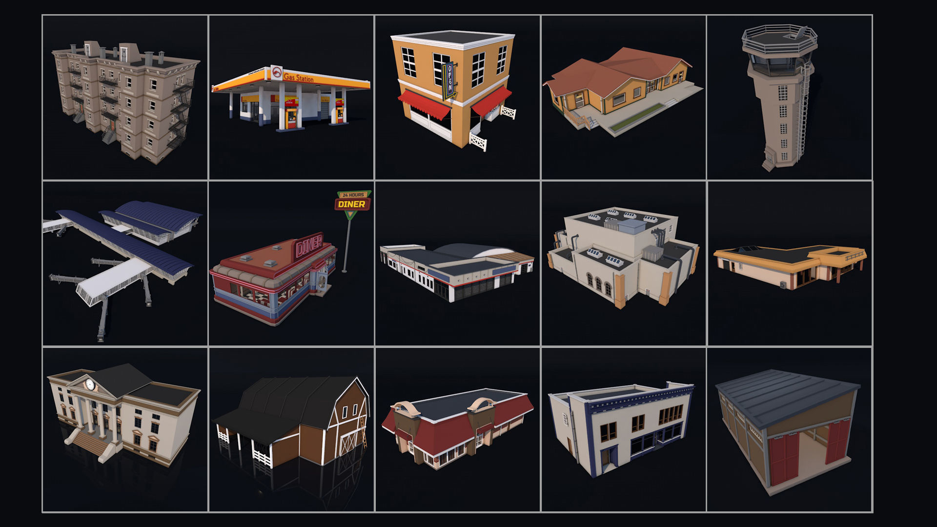 Low Poly City Mega Pack 2 Collection Low-poly 3D model_24