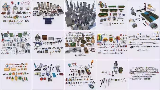 Low Poly City Mega Pack 2 Collection Low-poly 3D model