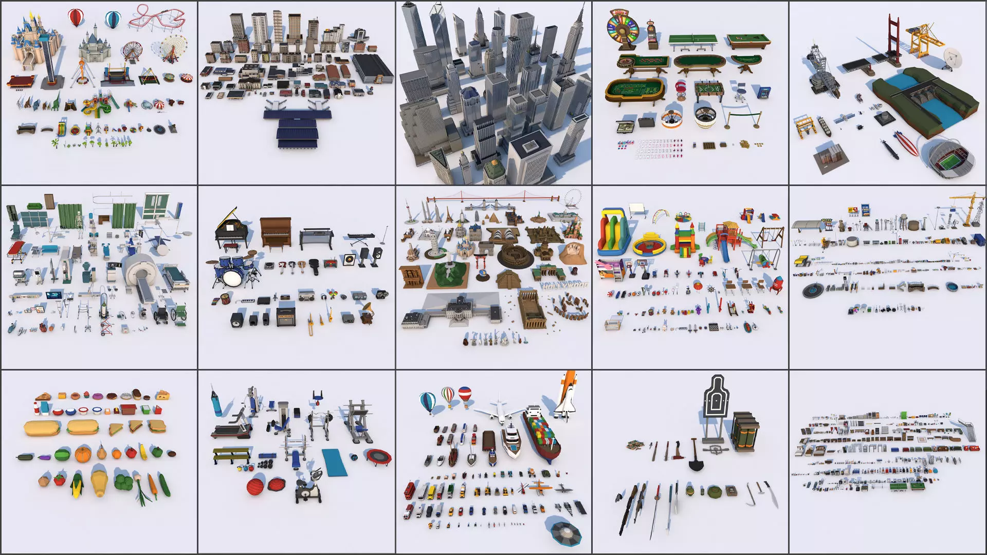 Low Poly City Mega Pack 2 Collection Low-poly 3D model_0