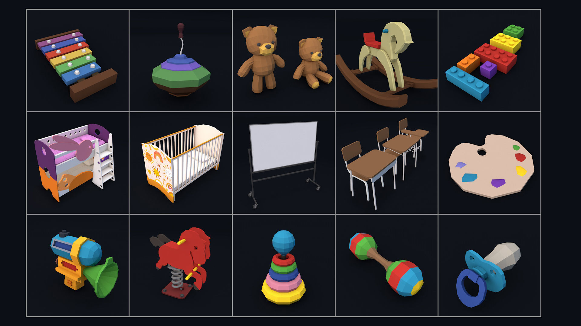 Low Poly City Mega Pack 2 Collection Low-poly 3D model_61