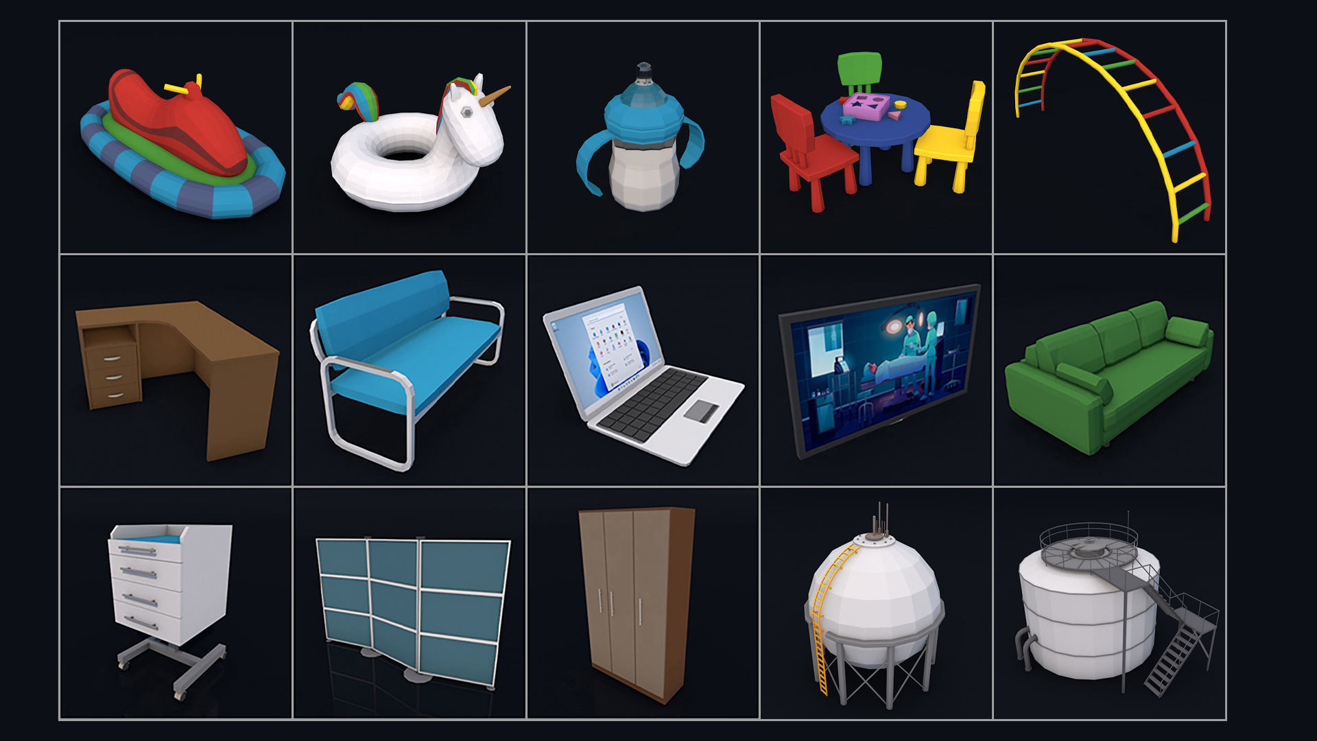 Low Poly City Mega Pack 2 Collection Low-poly 3D model_89