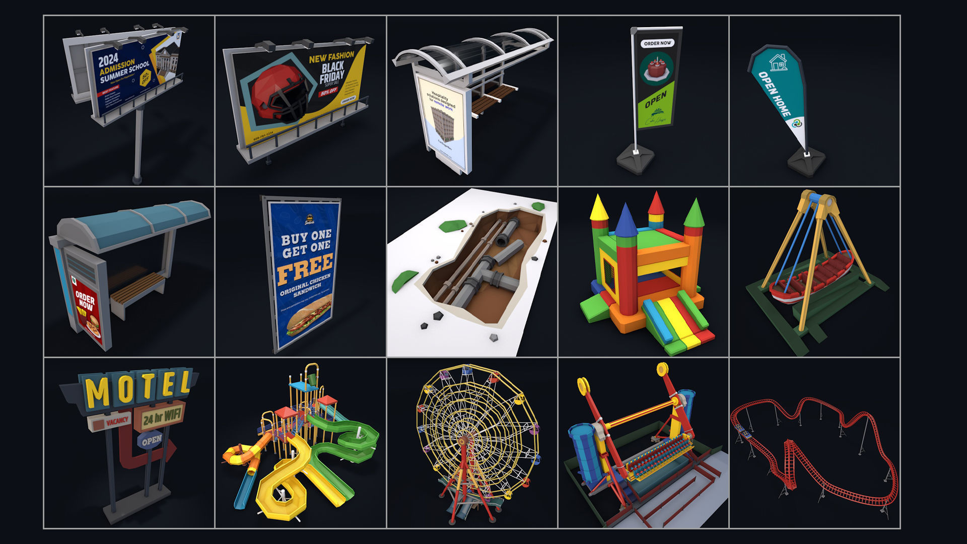 Low Poly City Mega Pack 2 Collection Low-poly 3D model_65