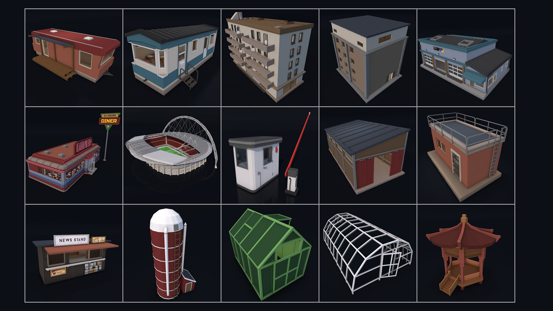 Low Poly City Mega Pack 2 Collection Low-poly 3D model_87