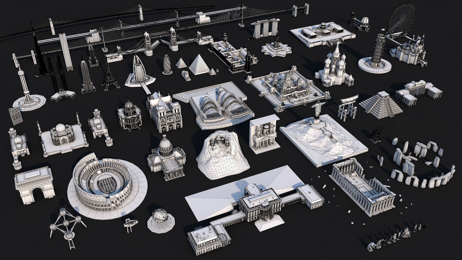 Low Poly City Mega Pack 2 Collection Low-poly 3D model_13