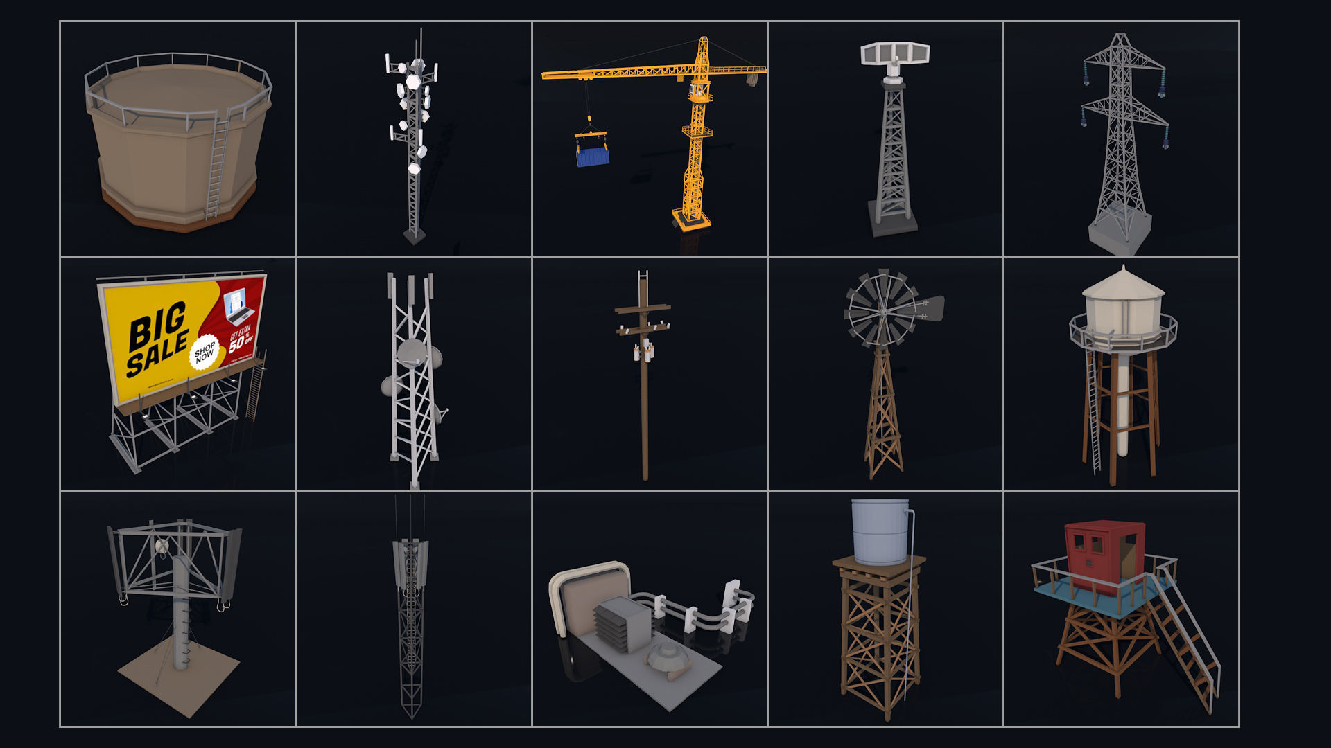 Low Poly City Mega Pack 2 Collection Low-poly 3D model_42