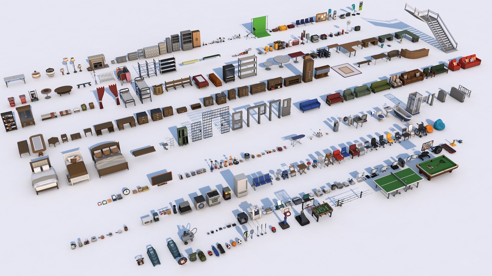 Low Poly City Mega Pack 2 Collection Low-poly 3D model_11