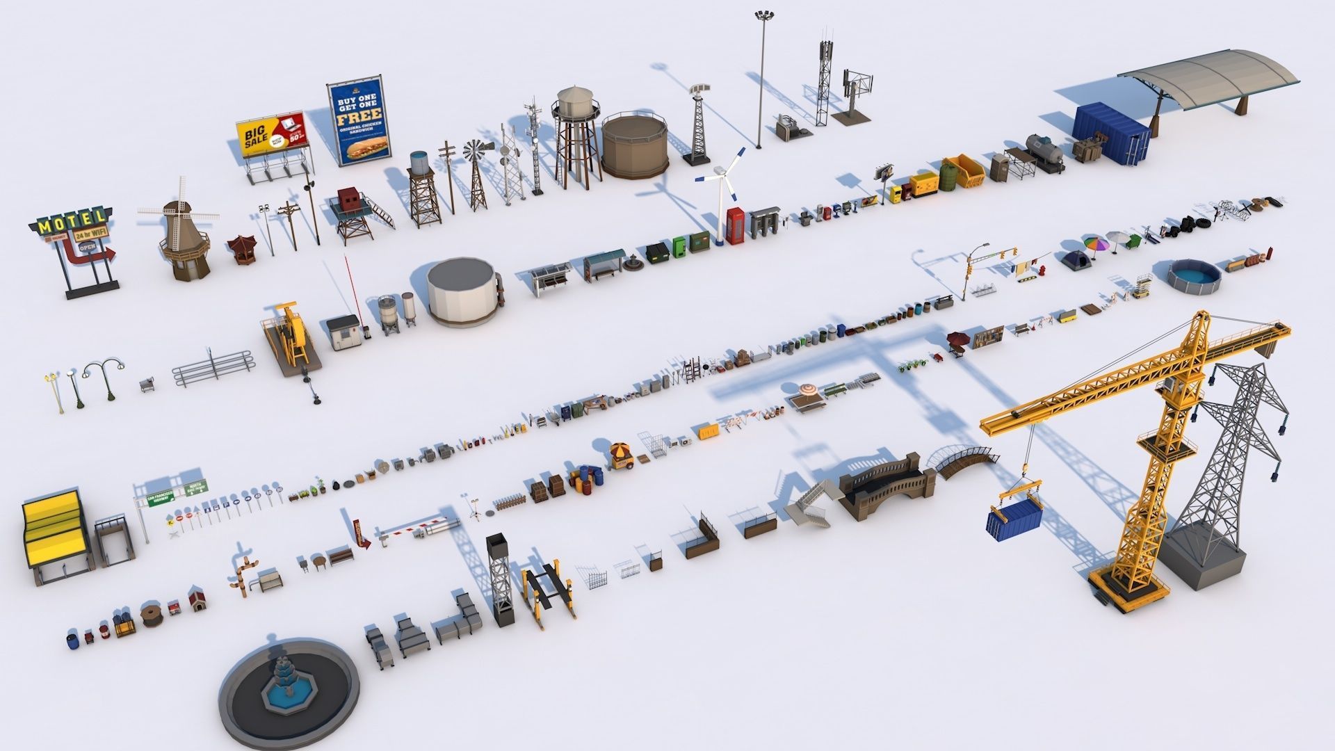 Low Poly City Mega Pack 2 Collection Low-poly 3D model_6