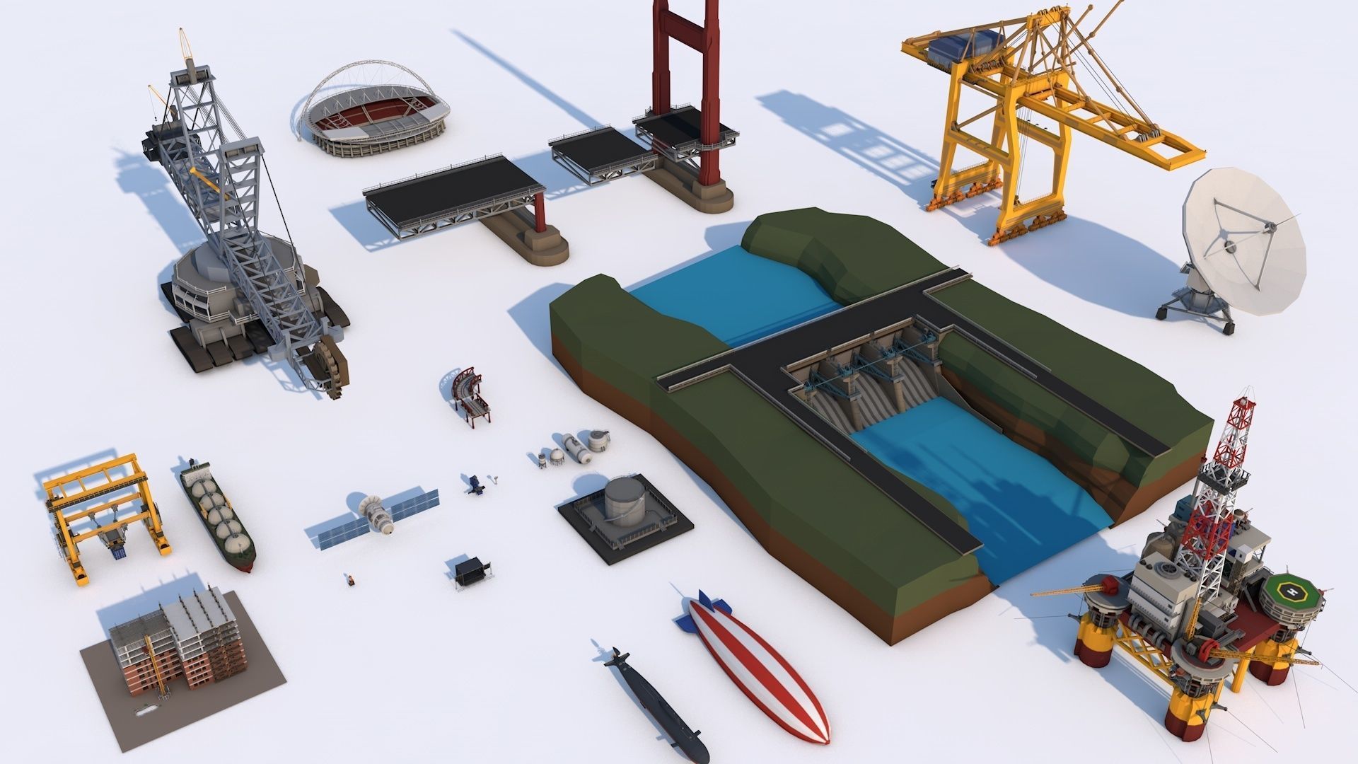 Low Poly City Mega Pack 2 Collection Low-poly 3D model_15