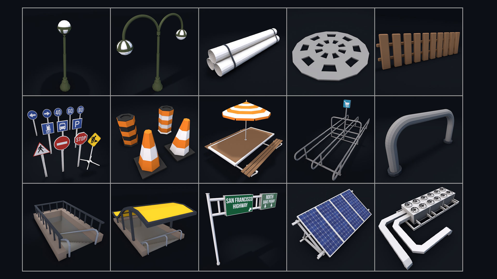 Low Poly City Mega Pack 2 Collection Low-poly 3D model_51