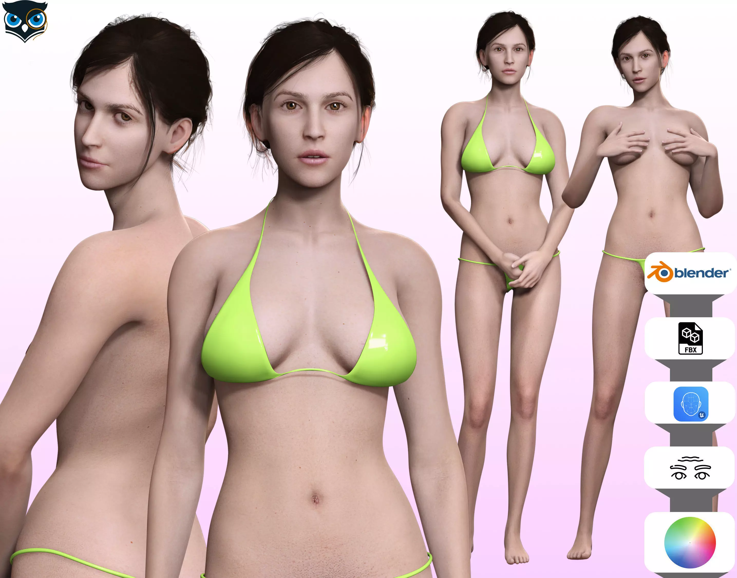 Isabella - Female Base Mesh Realistic Reference Low-poly 3D model_0