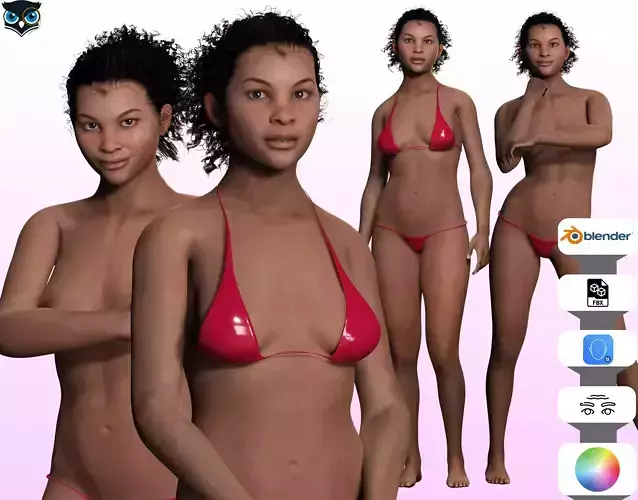 Nagozi - Realistic African Strong Woman  Low-poly 3D model