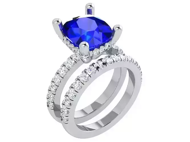 Cushion Cut Ring With Band 3892