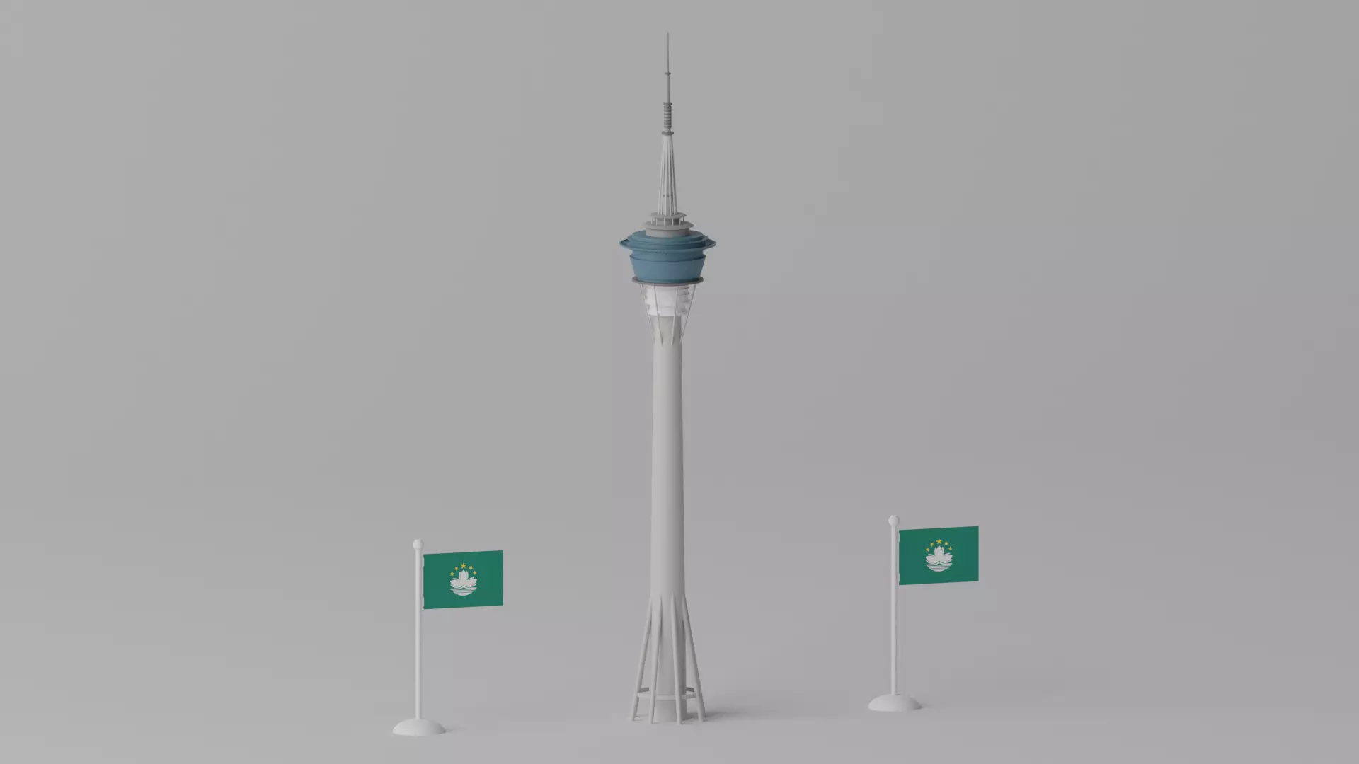 Cartoon Macau Tower Landmark 3D model_0