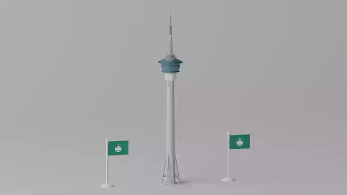 Cartoon Macau Tower Landmark 3D model