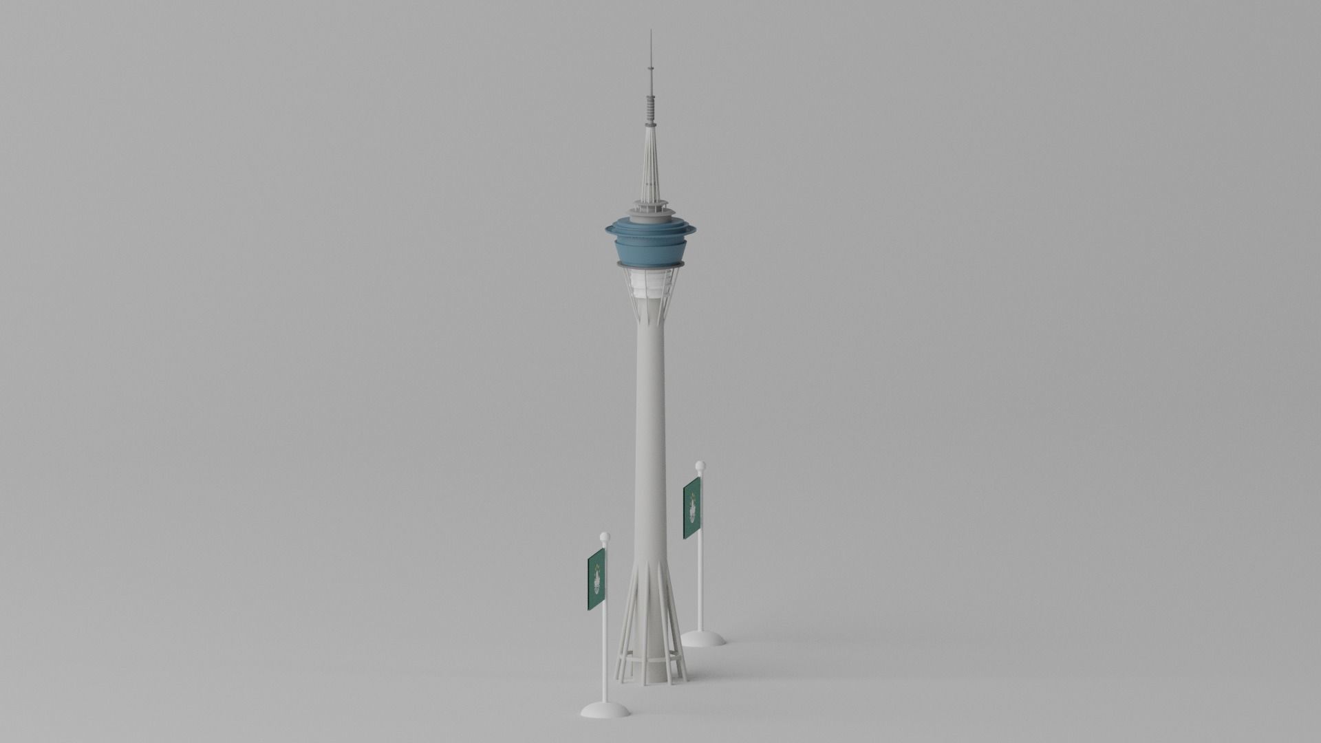 Cartoon Macau Tower Landmark 3D model_3