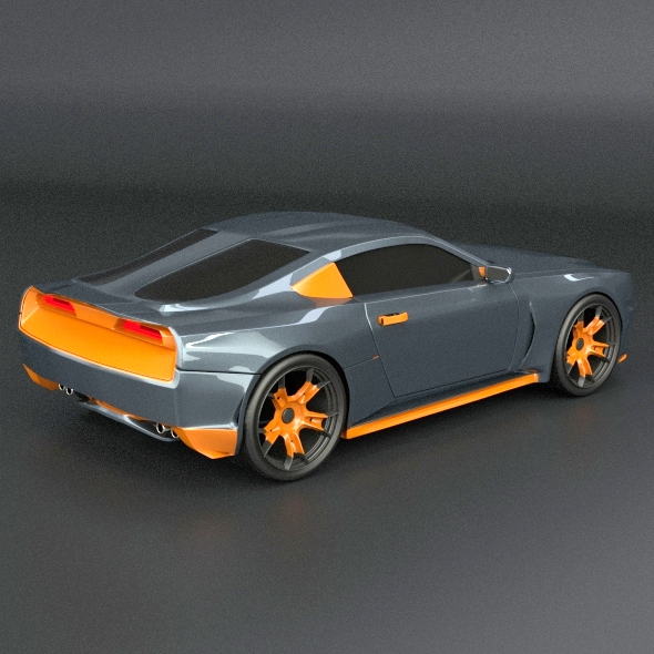 Stylish muscle car concept 3D model_4