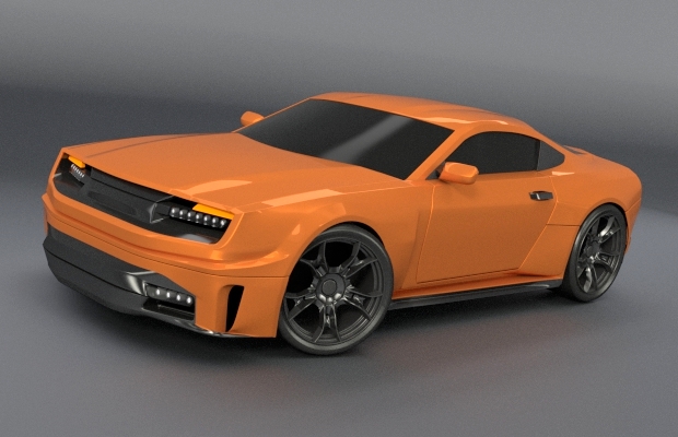 Stylish muscle car concept 3D model_5