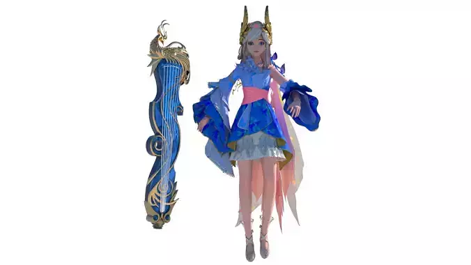 Anime girl with musical instrument