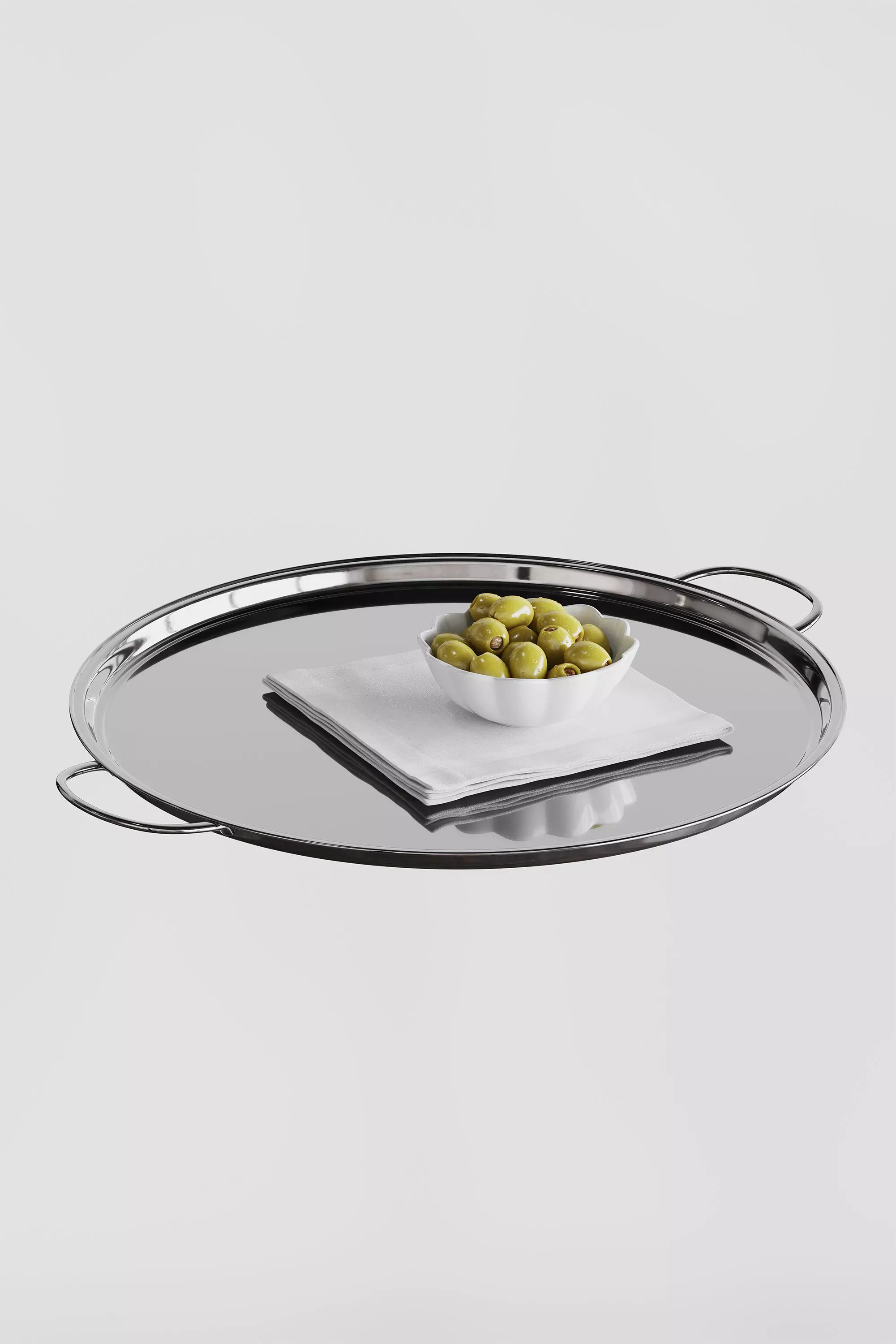 Olives and metal tray set 3D model