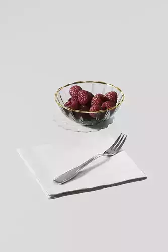 Raspberries and fork set