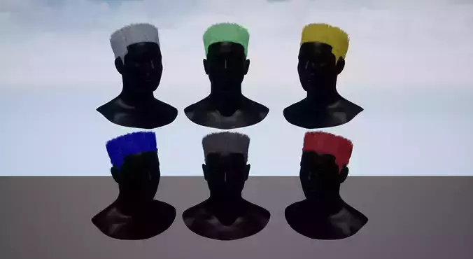 Real-time Flat top hairstyle Low-poly 3D model