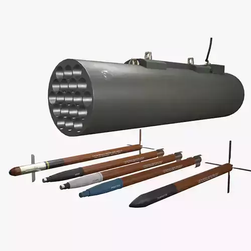 Rocket Launcher FZ225 With Missiles Low-poly 3D model