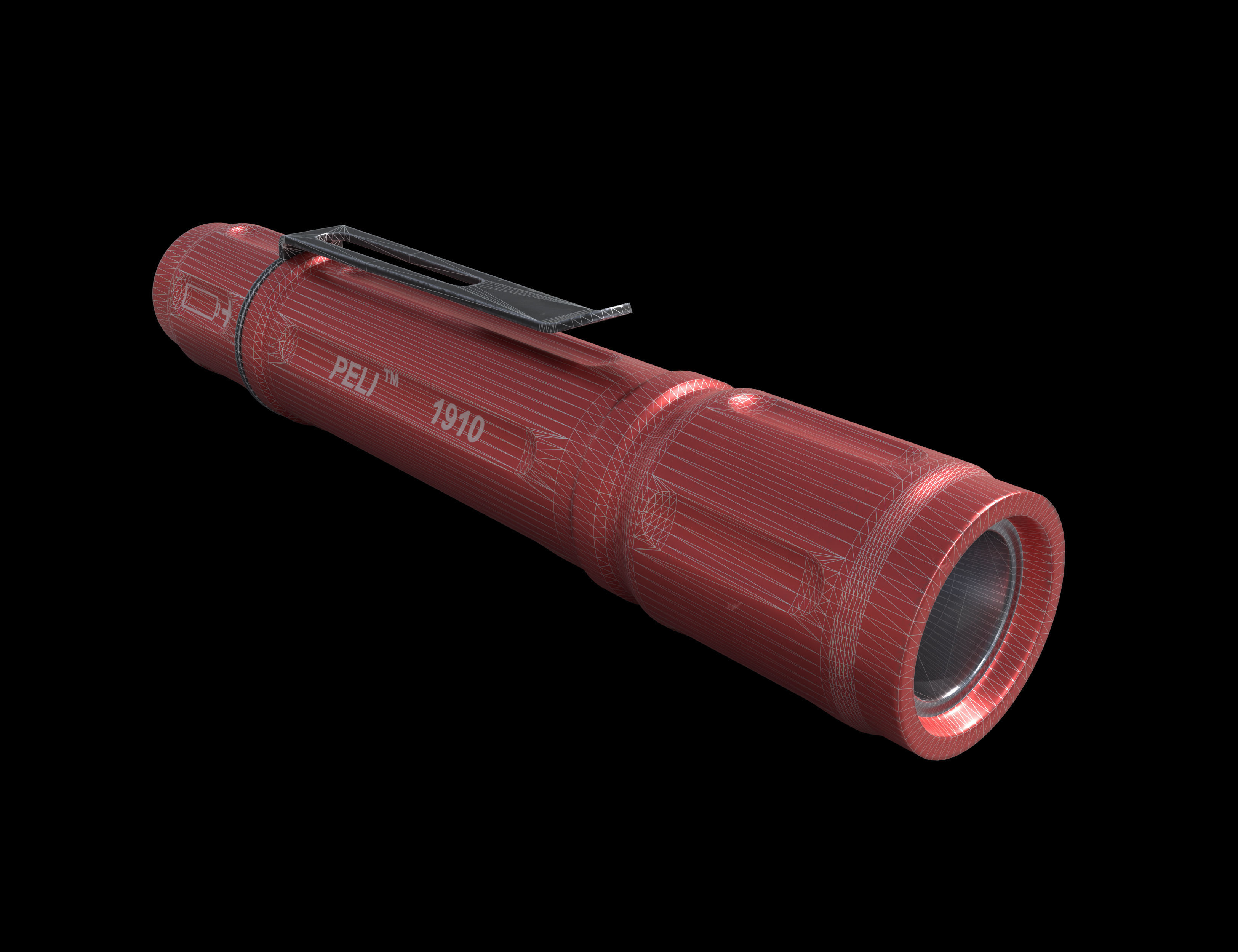 Flashlight peli 1910 Low-poly 3D model_12