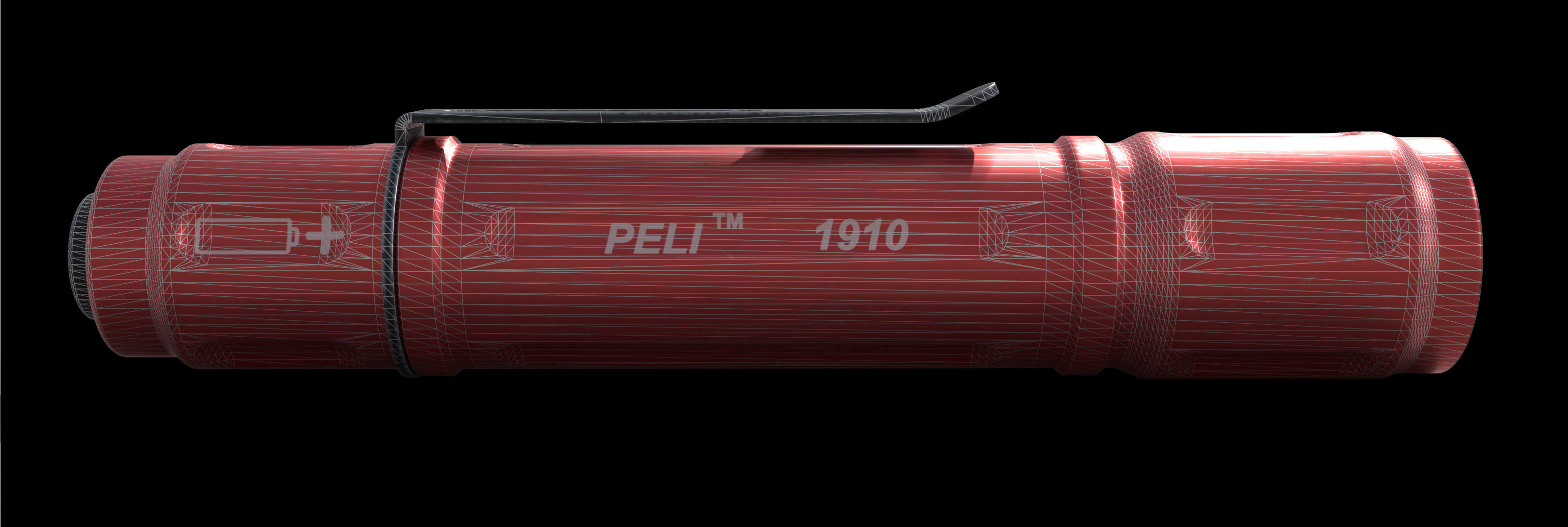 Flashlight peli 1910 Low-poly 3D model_8