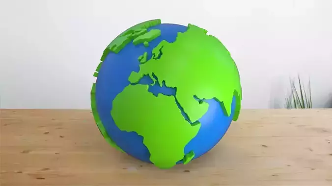 Globe 3d model two tone